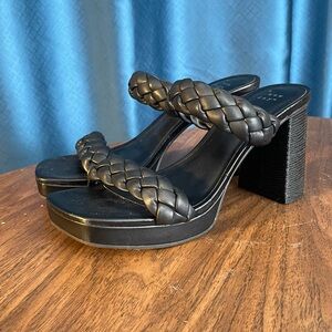 A New Day Black Braided Block Heels
